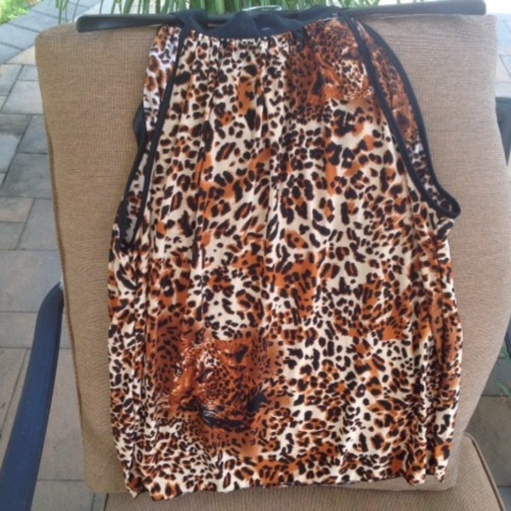 NWT LEOPARD OFF SHOULDER Brown BLOUSE Romantic M - Picture 4 of 4